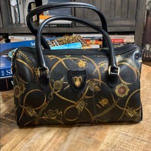 vintage RARE Mark Cross equestian print satchel